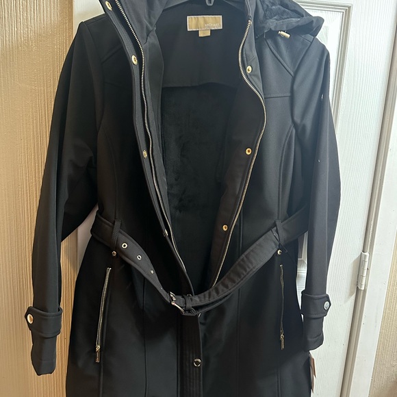 Michael Kors Black Trench Coat with Belt - Picture 2 of 4